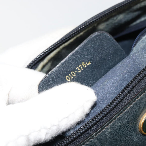 GUCCI GG Supreme Sherry Line Hand Bag PVC Navy Gold 010 378 Auth bs35334