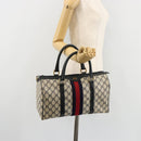 GUCCI GG Supreme Sherry Line Hand Bag PVC Navy Gold 010 378 Auth bs35334-23