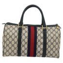 GUCCI GG Supreme Sherry Line Hand Bag PVC Navy Gold 010 378 Auth bs35334-3