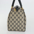 GUCCI GG Supreme Sherry Line Hand Bag PVC Navy Gold 010 378 Auth bs35334-4