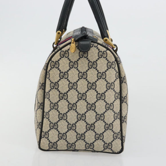 GUCCI GG Supreme Sherry Line Hand Bag PVC Navy Gold 010 378 Auth bs35334