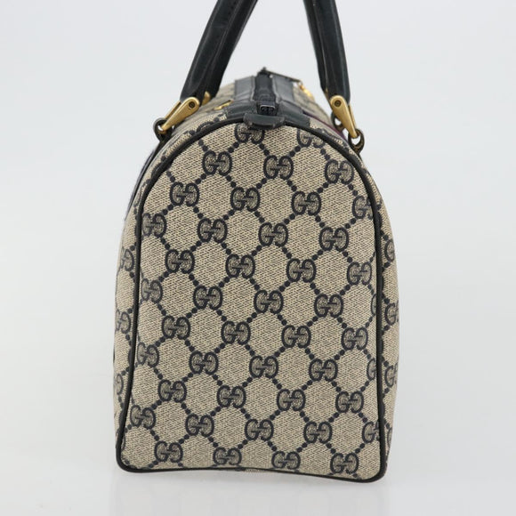 GUCCI GG Supreme Sherry Line Hand Bag PVC Navy Gold 010 378 Auth bs35334