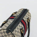 GUCCI GG Supreme Sherry Line Hand Bag PVC Navy Gold 010 378 Auth bs35334-6