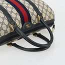 GUCCI GG Supreme Sherry Line Hand Bag PVC Navy Gold 010 378 Auth bs35334-7