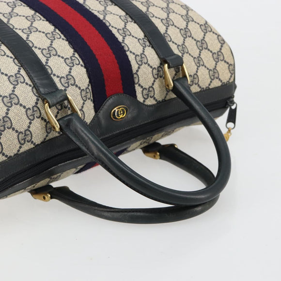 GUCCI GG Supreme Sherry Line Hand Bag PVC Navy Gold 010 378 Auth bs35334