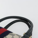GUCCI GG Supreme Sherry Line Hand Bag PVC Navy Gold 010 378 Auth bs35334-8
