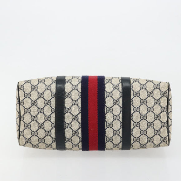GUCCI GG Supreme Sherry Line Hand Bag PVC Navy Gold 010 378 Auth bs35334