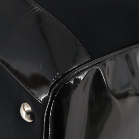 GUCCI Bamboo Boston Bag Nylon Black Silver Auth bs35335