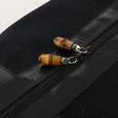GUCCI Bamboo Boston Bag Nylon Black Silver Auth bs35335-17