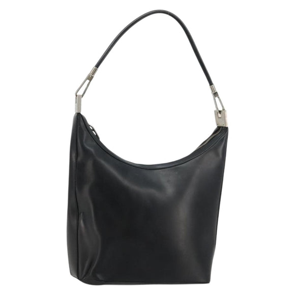 GUCCI Shoulder Bag Leather Black Silver 0013814 Auth bs35336