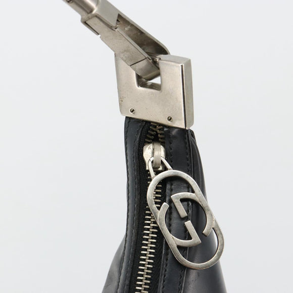 GUCCI Shoulder Bag Leather Black Silver 0013814 Auth bs35336