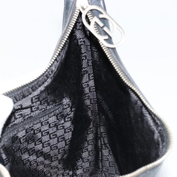 GUCCI Shoulder Bag Leather Black Silver 0013814 Auth bs35336