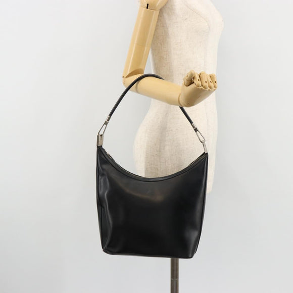 GUCCI Shoulder Bag Leather Black Silver 0013814 Auth bs35336