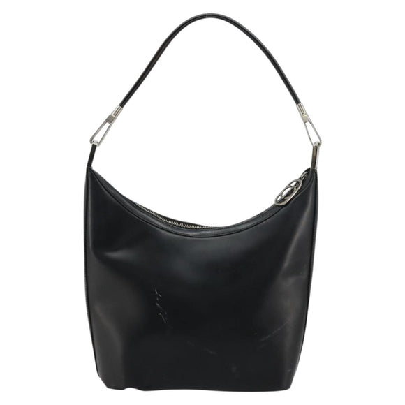 GUCCI Shoulder Bag Leather Black Silver 0013814 Auth bs35336