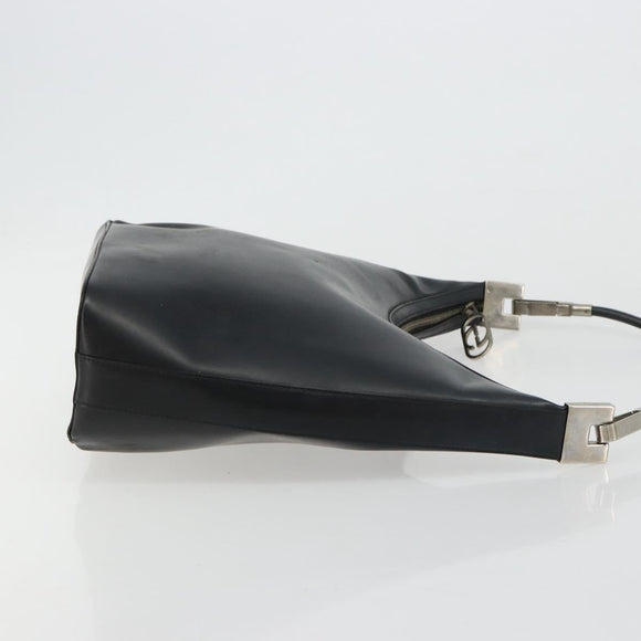 GUCCI Shoulder Bag Leather Black Silver 0013814 Auth bs35336