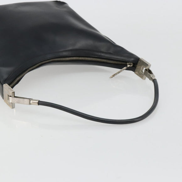 GUCCI Shoulder Bag Leather Black Silver 0013814 Auth bs35336
