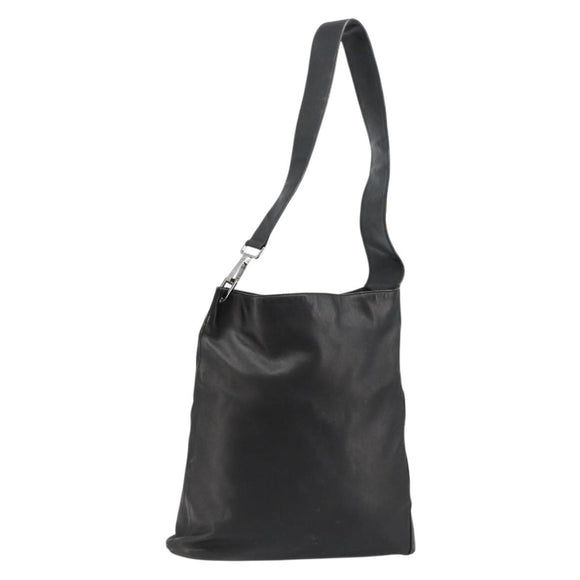 GUCCI Shoulder Bag Leather Black Silver 90647 Auth bs35337