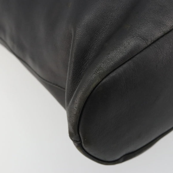 GUCCI Shoulder Bag Leather Black Silver 90647 Auth bs35337