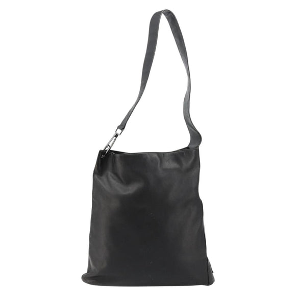 GUCCI Shoulder Bag Leather Black Silver 90647 Auth bs35337