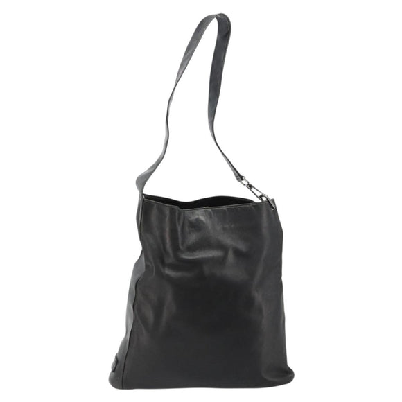 GUCCI Shoulder Bag Leather Black Silver 90647 Auth bs35337