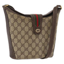 GUCCI GG Supreme Web Sherry Line Tas PVC Beige Goud 40 02 081 Auth bs35338-1
