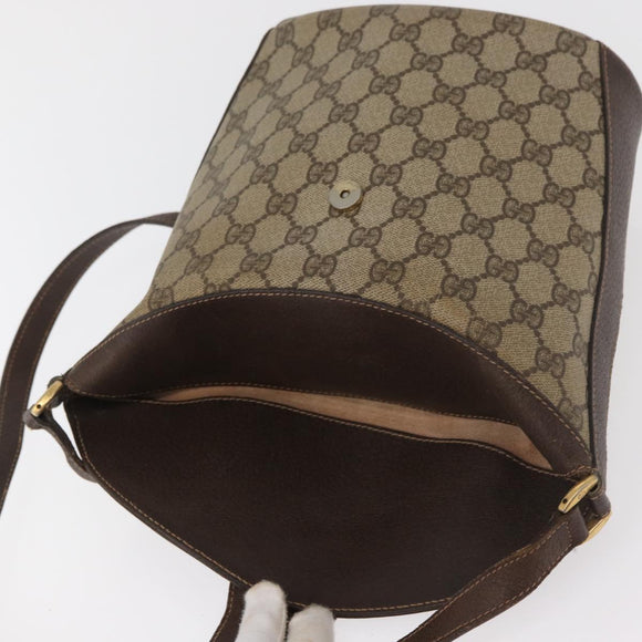 GUCCI GG Supreme Web Sherry Line Tas PVC Beige Goud 40 02 081 Auth bs35338