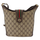 GUCCI GG Supreme Web Sherry Line Tas PVC Beige Goud 40 02 081 Auth bs35338-13