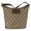 GUCCI GG Supreme Web Sherry Line Tas PVC Beige Goud 40 02 081 Auth bs35338-2