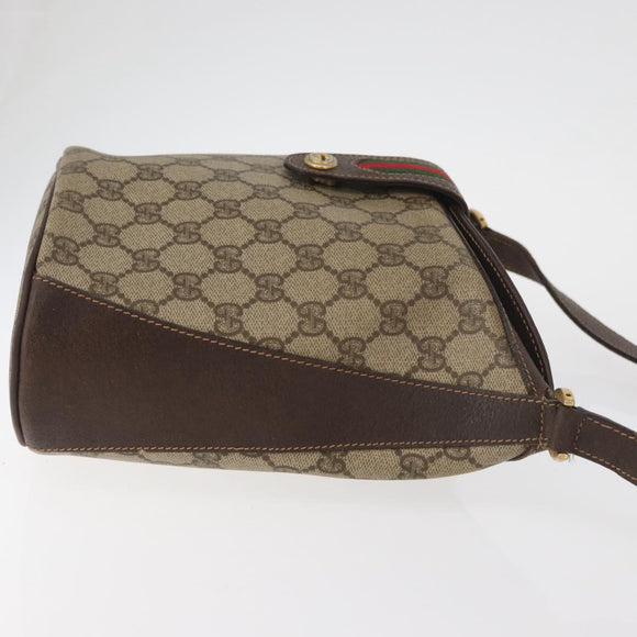 GUCCI GG Supreme Web Sherry Line Tas PVC Beige Goud 40 02 081 Auth bs35338