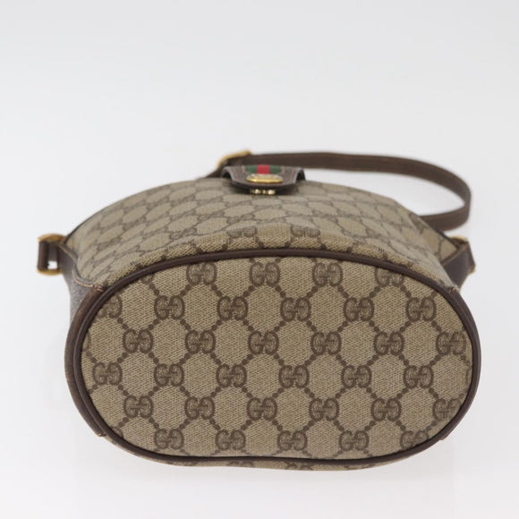 GUCCI GG Supreme Web Sherry Line Tas PVC Beige Goud 40 02 081 Auth bs35338