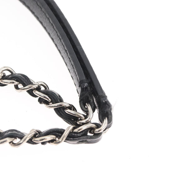 CHANEL Matelasse Chain Tote Bag Caviar Skin 2way Black Silver CC Auth bs35339