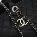 CHANEL Matelasse Chain Tote Bag Caviar Skin 2way Black Silver CC Auth bs35339-20