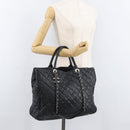CHANEL Matelasse Chain Tote Bag Caviar Skin 2way Black Silver CC Auth bs35339-31