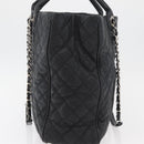 CHANEL Matelasse Chain Tote Bag Caviar Skin 2way Black Silver CC Auth bs35339-3