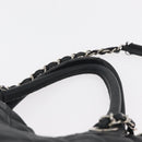 CHANEL Matelasse Chain Tote Bag Caviar Skin 2way Black Silver CC Auth bs35339-14