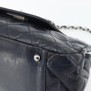 CHANEL Matelassé Kettenhandtasche Lackleder Navy Silber CC Auth bs35340-10