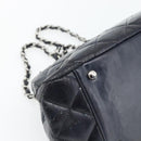 CHANEL Matelassé Kettenhandtasche Lackleder Navy Silber CC Auth bs35340-13