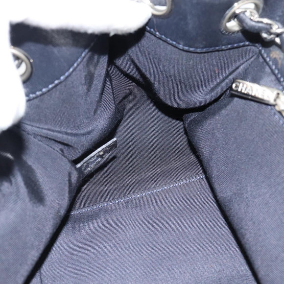 CHANEL Matelassé Kettenhandtasche Lackleder Navy Silber CC Auth bs35340