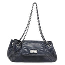 CHANEL Matelassé Kettenhandtasche Lackleder Navy Silber CC Auth bs35340-2