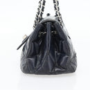 CHANEL Matelassé Kettenhandtasche Lackleder Navy Silber CC Auth bs35340-5