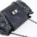 CHANEL Matelassé Kettenhandtasche Lackleder Navy Silber CC Auth bs35340-6
