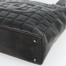 CHANEL Choco Bar Hand Bag Leather Black Gold CC Auth bs35341-8