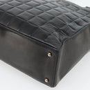CHANEL Choco Bar Hand Bag Leather Black Gold CC Auth bs35341-16