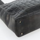 CHANEL Choco Bar Hand Bag Leather Black Gold CC Auth bs35341-17