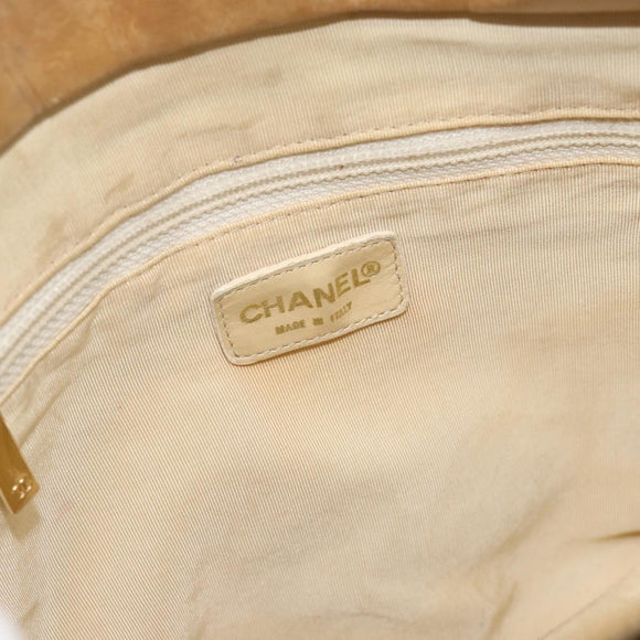 CHANEL Choco Bar Hand Bag Leather Black Gold CC Auth bs35341