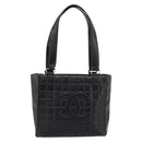 CHANEL Choco Bar Hand Bag Leather Black Gold CC Auth bs35341-13