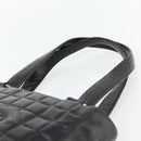 CHANEL Choco Bar Hand Bag Leather Black Gold CC Auth bs35341-14