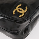 CHANEL Chain Shoulder Bag Patent Leather Black Gold CC Auth bs35342-14