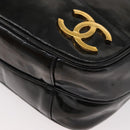 CHANEL Chain Shoulder Bag Patent Leather Black Gold CC Auth bs35342-15