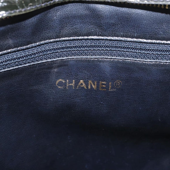 CHANEL Chain Shoulder Bag Patent Leather Black Gold CC Auth bs35342